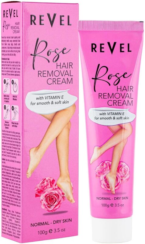 Revel Skin Care Rose Hair Removal Cream For Men & Women 100g, Vitamin E for Smooth & Soft Skin, Painless Body Hair Removal Cream
